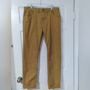 PrAna Breathe Pants Slim Fit Men's Size 38 Dark Tan Chino Hiking Outdoors